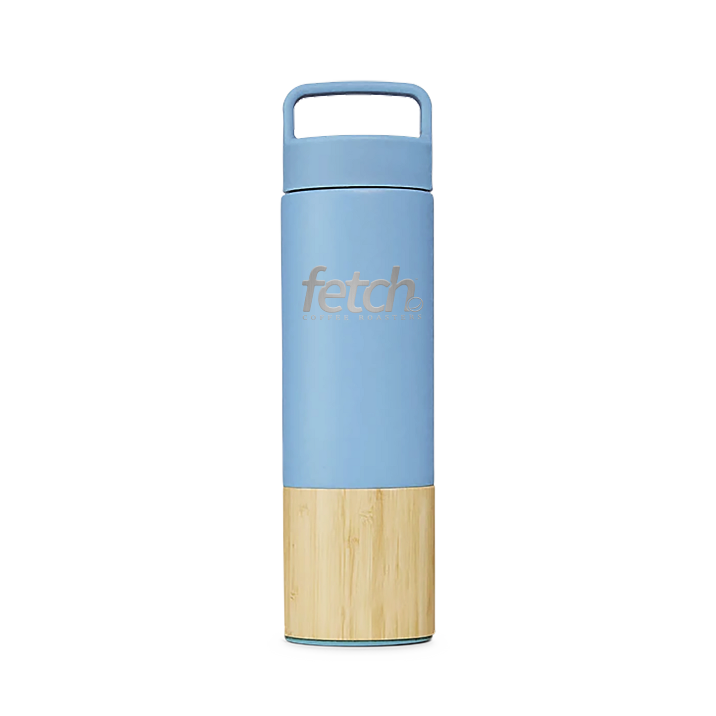travel mug 18 ounce wellybottle fetch coffee drinkware in Sky blue and bamboo 
