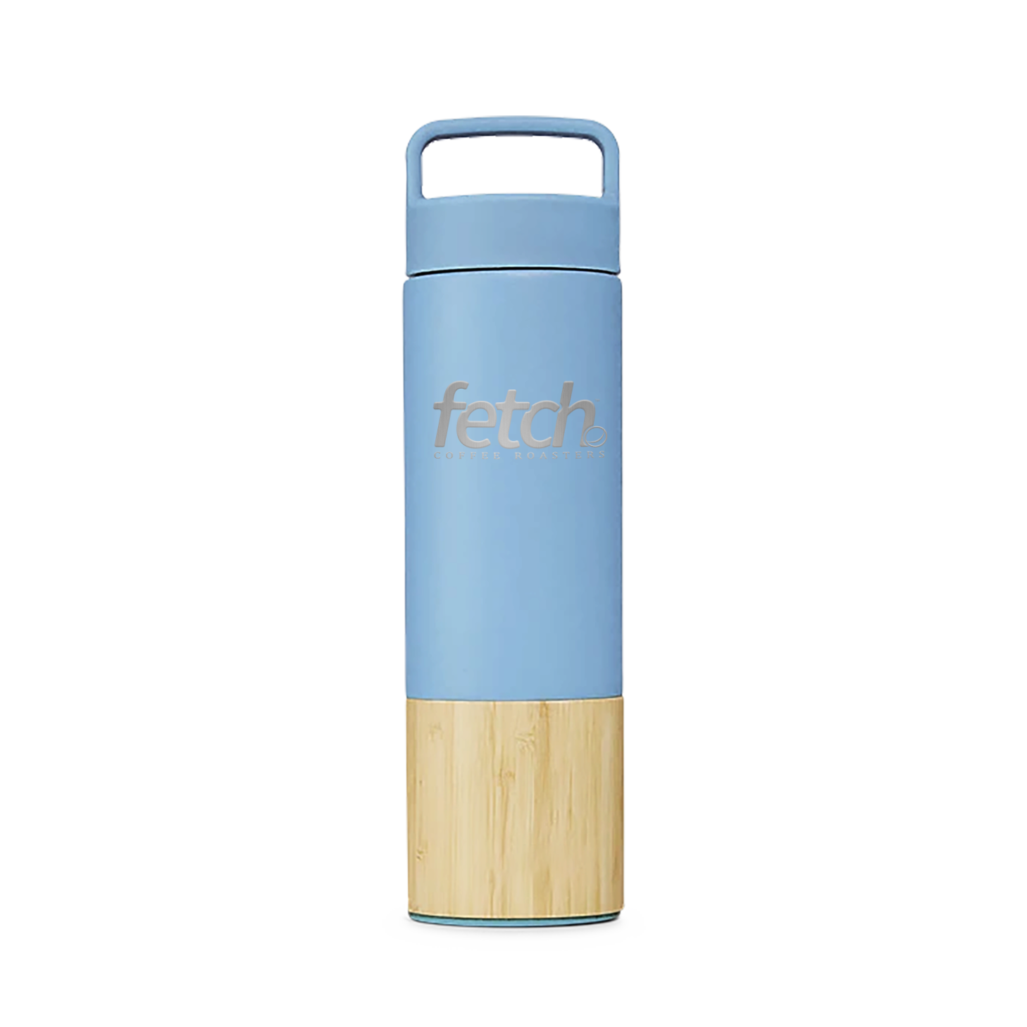 travel mug 18 ounce wellybottle fetch coffee drinkware in Sky blue and bamboo 